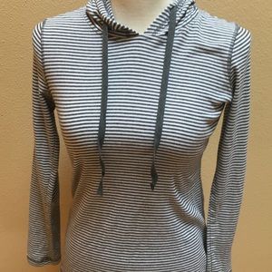 EDDIE BAUER Charcoal & white Striped Pullover, Sz S